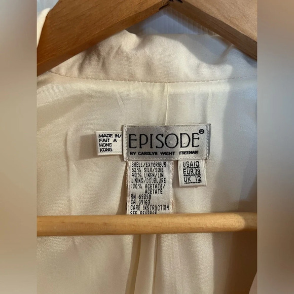 ❤️EPISODE  vintage women 10 blazer cream double breasted silk linen - Picture 6 of 8